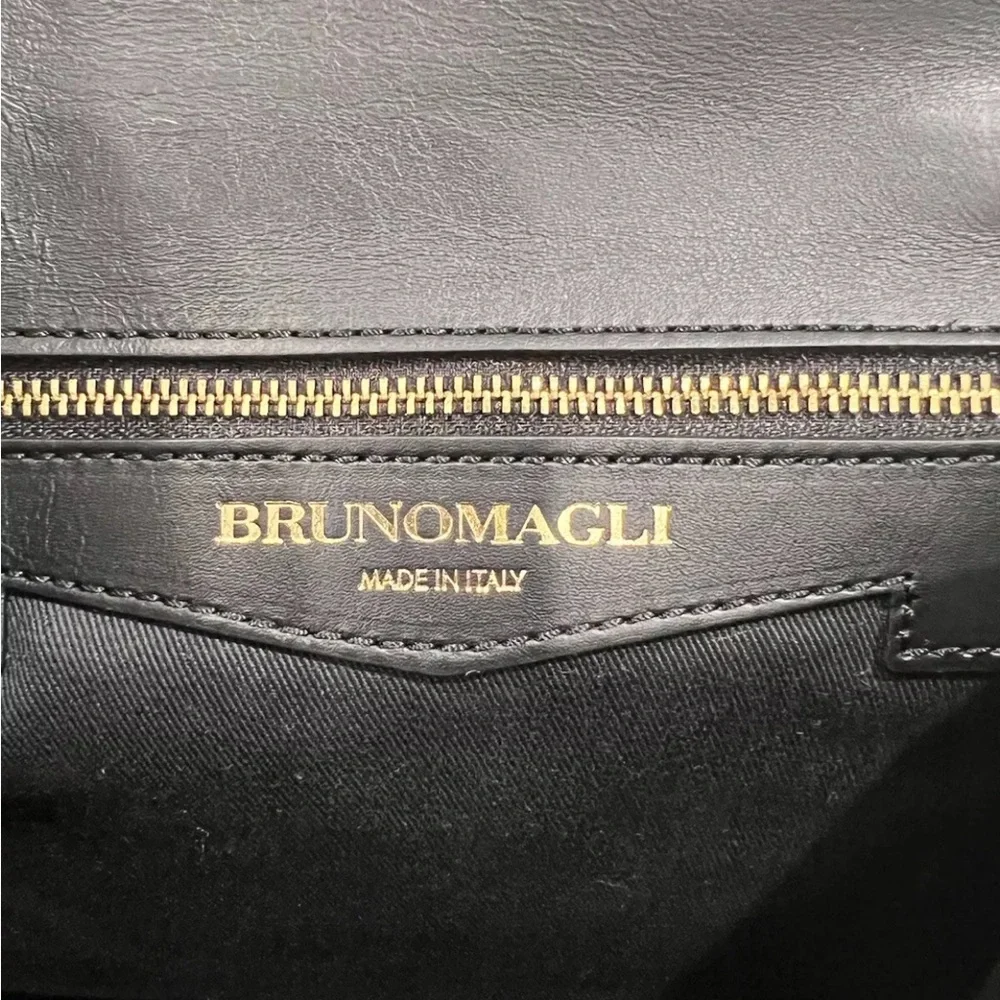 BRUNO MAGLI Black Leather Flap Leather Crossbody Bag Made in Italy